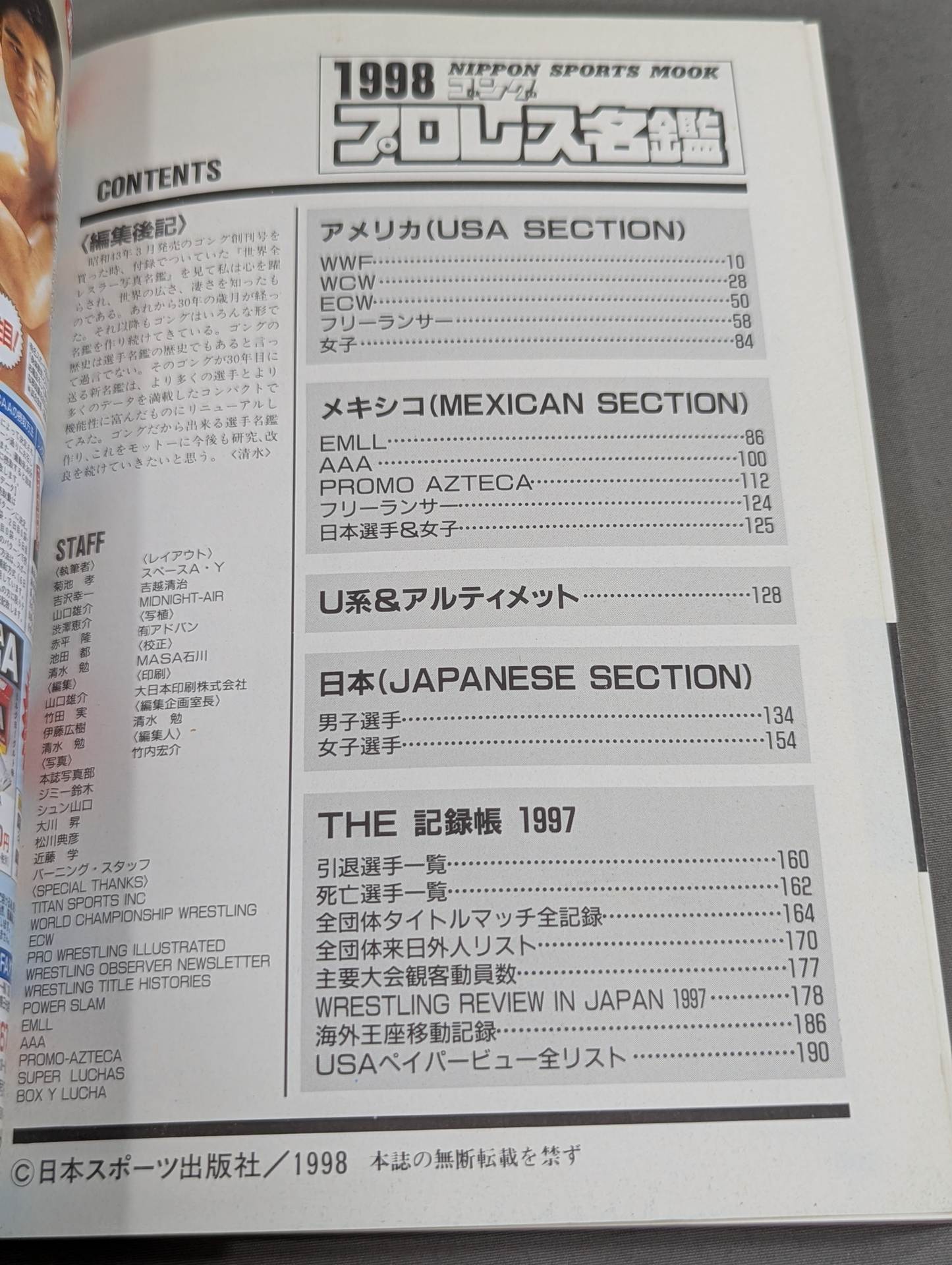 1998 Gong Pro Wrestling  Directory