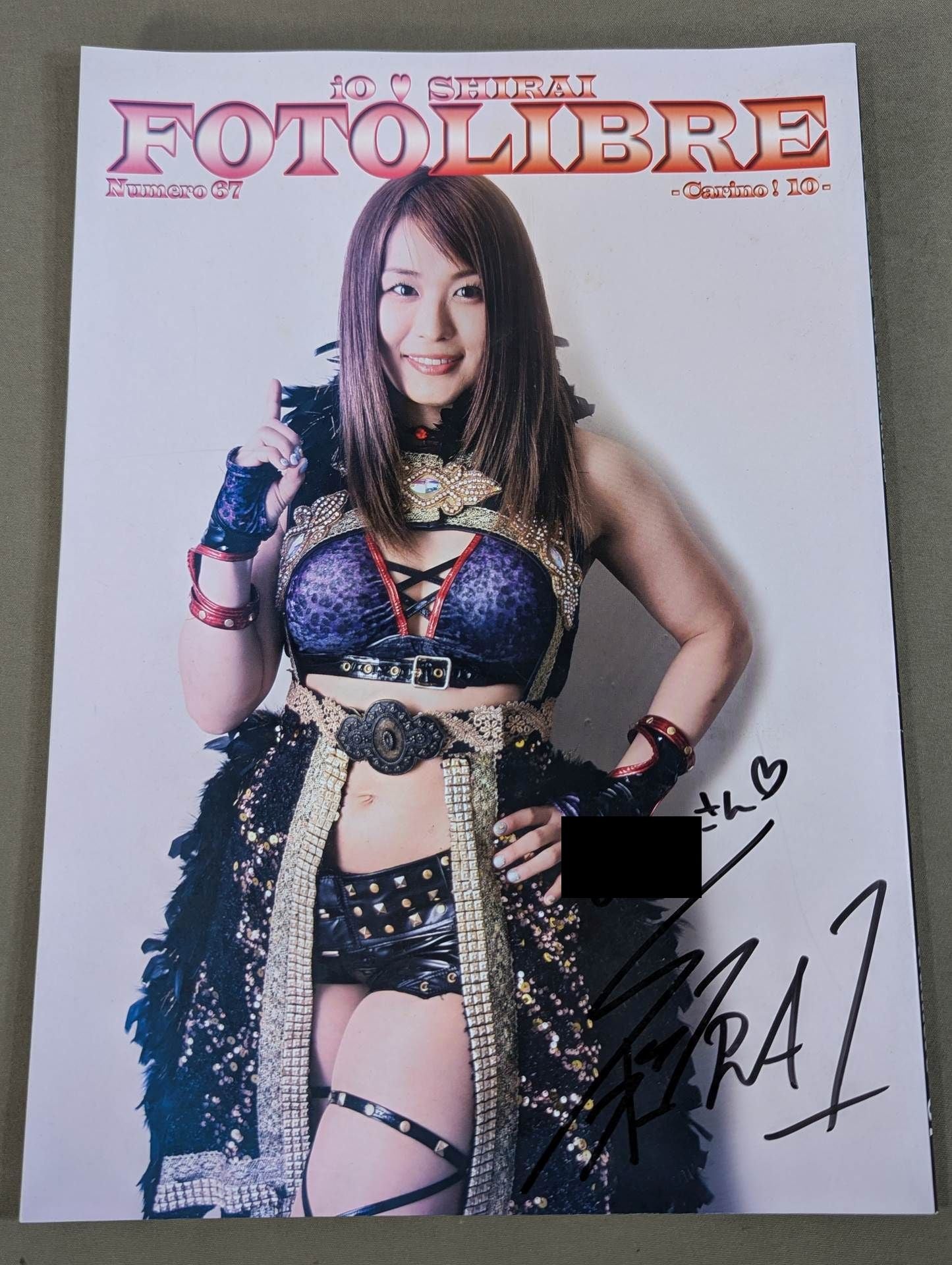 [Io Shirai (Iyo Sky)  hand signed autograph 】FOTOLIBRE de Mascara Numero.67