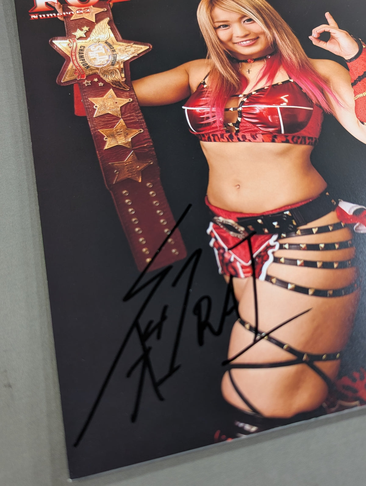 [Io Shirai (Iyo Sky)  hand signed autograph 】FOTOLIBRE de Mascara Numero.63