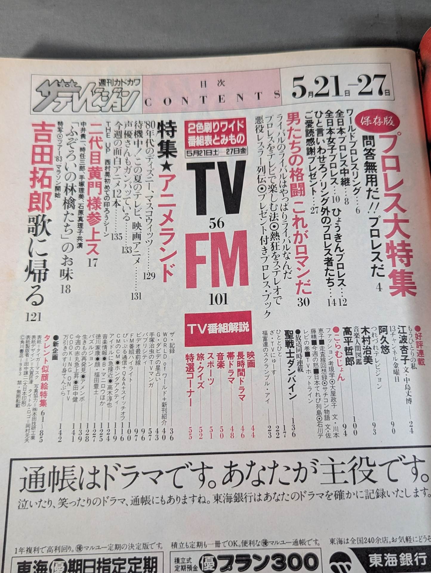 ★ No questions asked! Pro Wrestling Special Feature ★ The Television May 27, 1983 issue