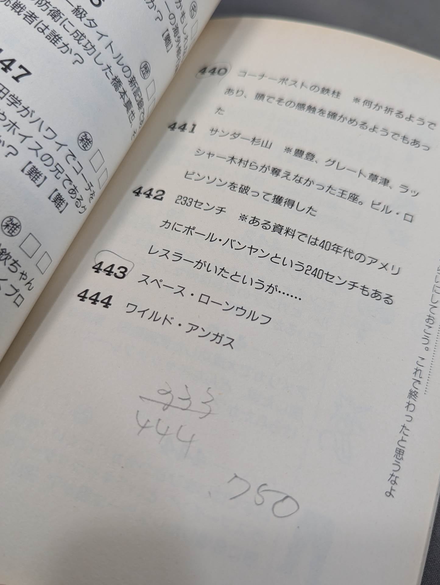 THEPro Wrestling Book No.9 Pro Wrestling Quiz 500 Questions