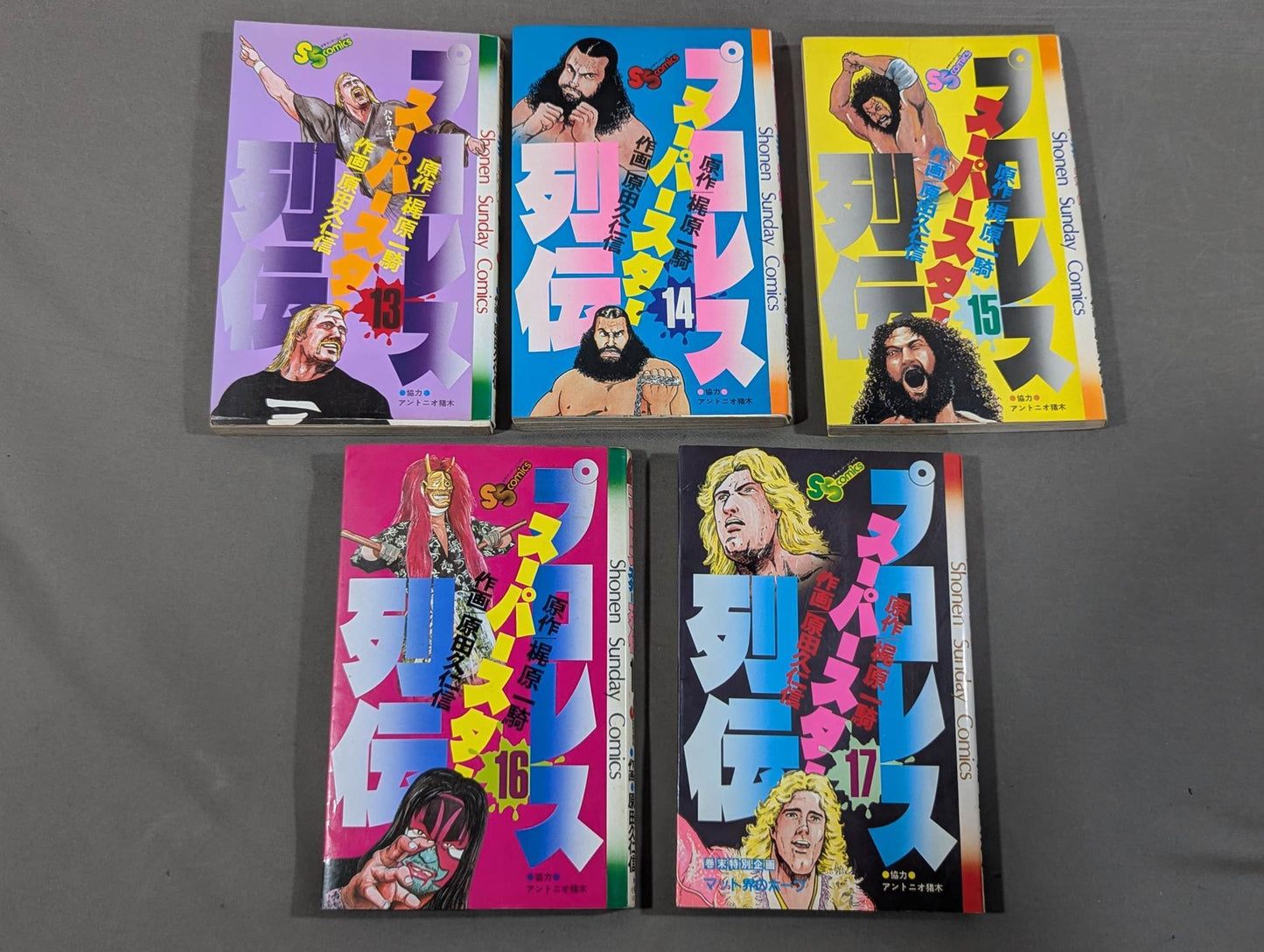 [Author's hand signed autograph, 17 volumes in total] Pro Wrestling Superstar Retsuden