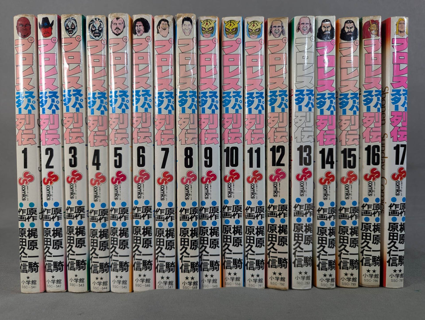 [Author's hand signed autograph, 17 volumes in total] Pro Wrestling Superstar Retsuden