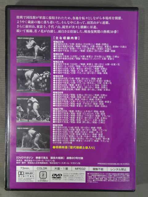 National Sport, Sumo Vol.20 Showa 21~28 Famous Match Selection