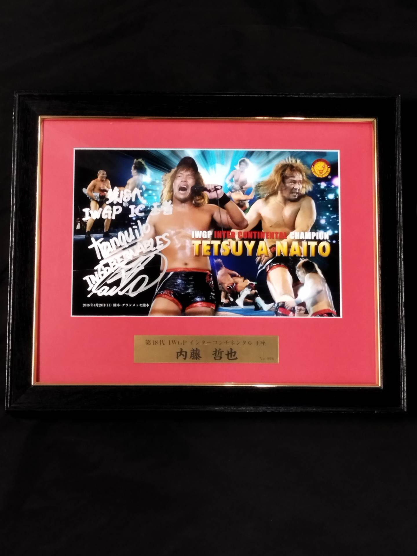 Tetsuya Naito 18th IWGP Intercontinental Title Memorial Hand Signed Autograph  Photo Frame