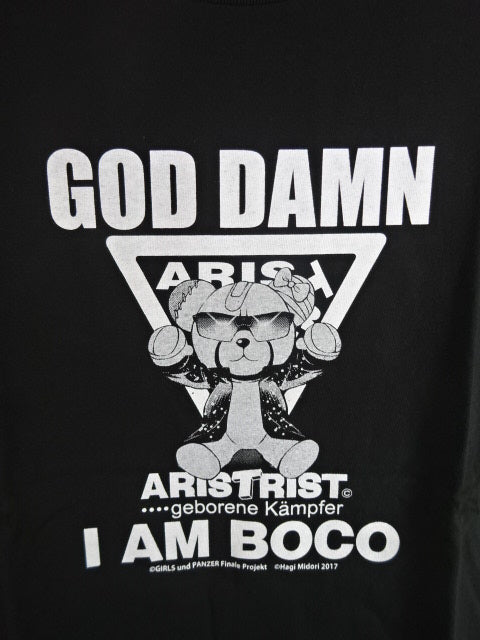 ARISTRIST×ガルパン ボコ ”GOD DAMN” Tシャツ①(ブラック)