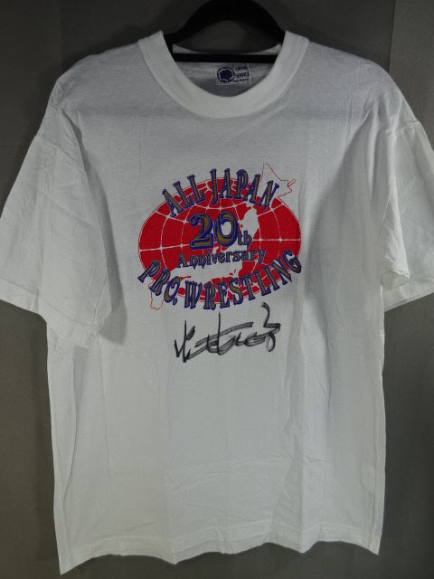【Giant Baba  hand signed autograph 】ALL JAPAN PRO. Wrestling  20th Anniversary T-shirt