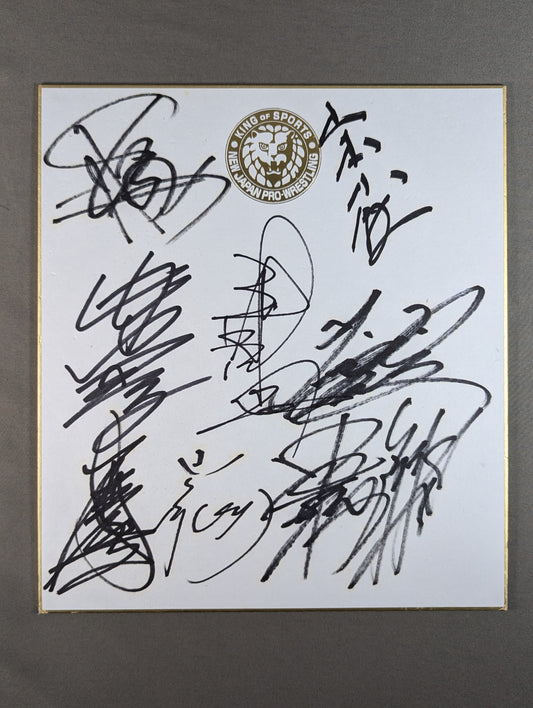 ★野毛道場★ 新日本プロレス 9選手寄せ書き(ライオンマーク色紙)