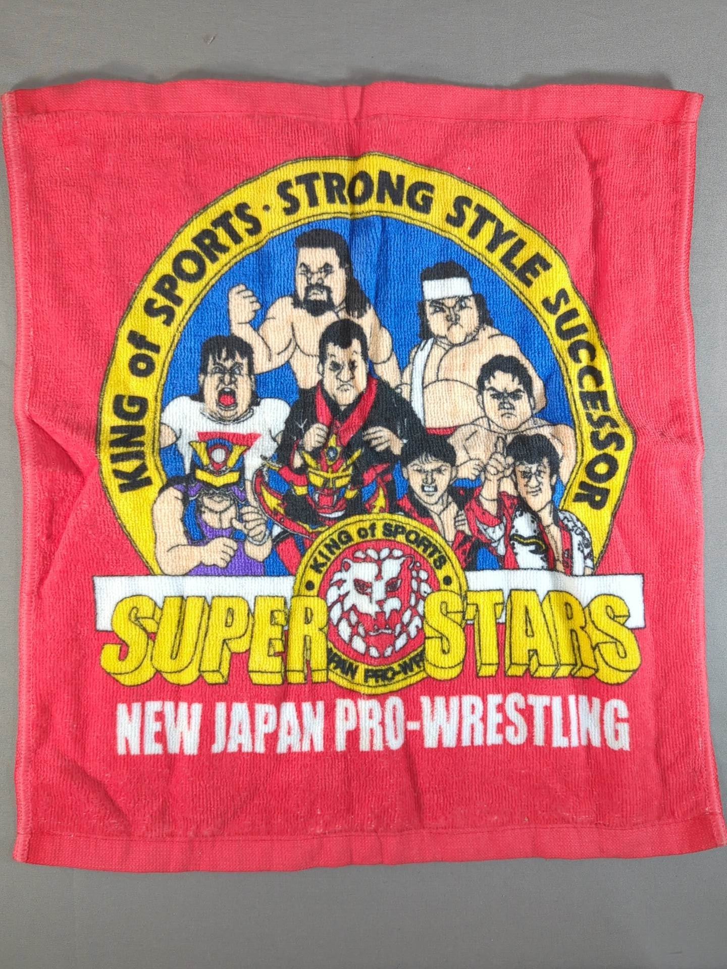 ★当時モノ★ 新日本プロレス「SUPER STARS」選手イラストハンドタオル