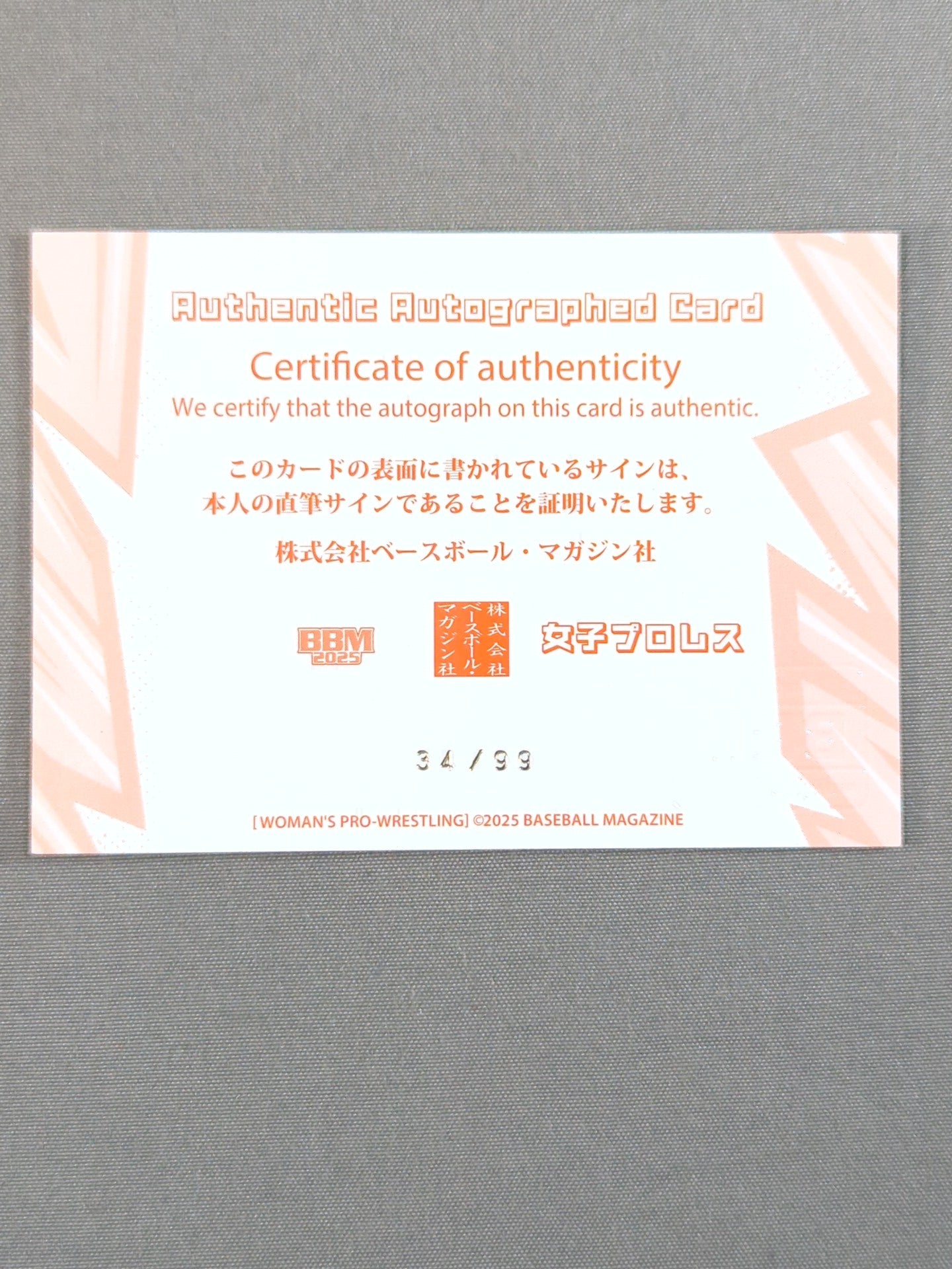 2025 BBM Raideen Steel Official Autographed Card