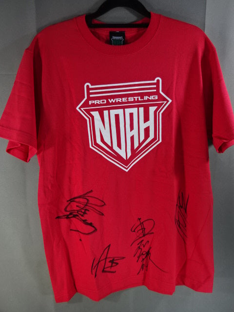 【4選手直筆サイン入り】NOAH ロゴ Tシャツ②(レッド)