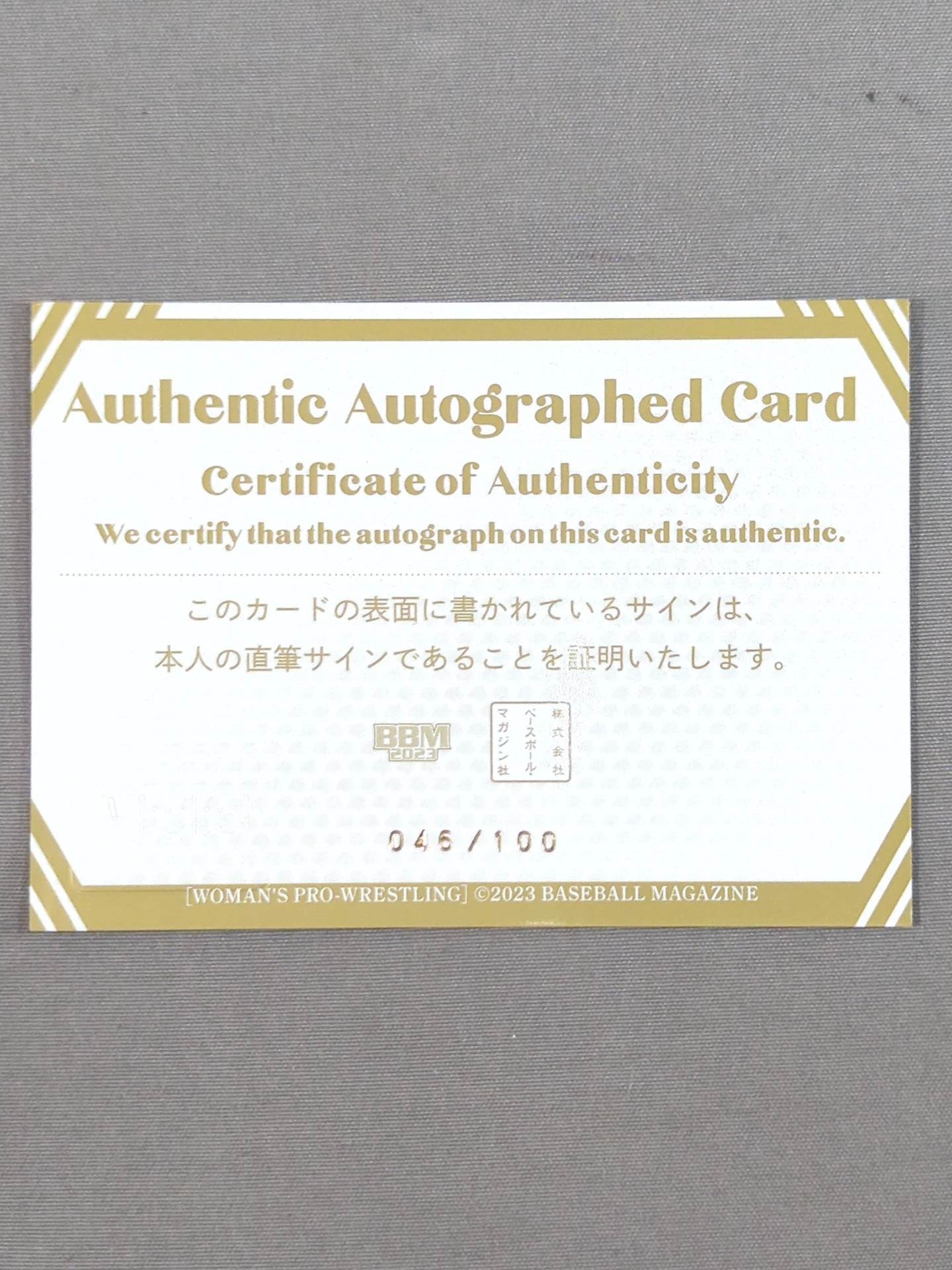 2023 BBM 中島安里紗 公式サインカード