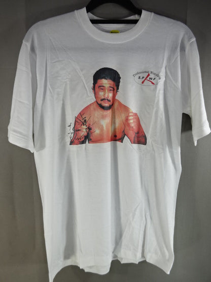 hand signed autograph  by Yoshiaki Yatsu S.P.W.F Picture T-Shirts(1)(White)