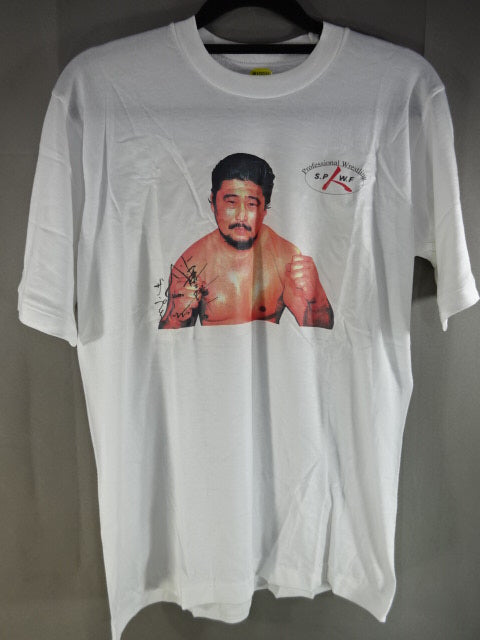 hand signed autograph  by Yoshiaki Yatsu S.P.W.F Picture T-Shirts(1)(White)