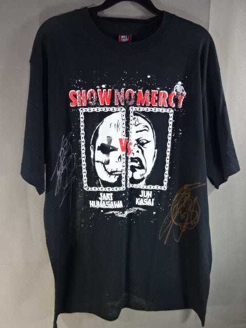 【2 hand signed autographs 】045邪猿気狂's(Jun Kasai &Jaki Numazawa ) SHOW NO MERCY T-shirt
