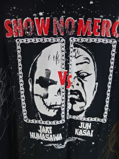 【2 hand signed autographs 】045邪猿気狂's(Jun Kasai &Jaki Numazawa ) SHOW NO MERCY T-shirt