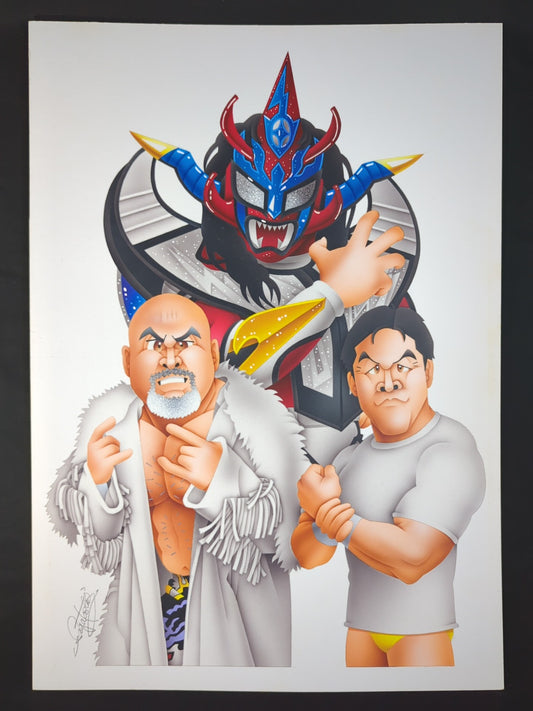 ★坂井永年氏 原画作品★「The Masters」獣神サンダー・ライガー＆武藤敬司＆馳浩