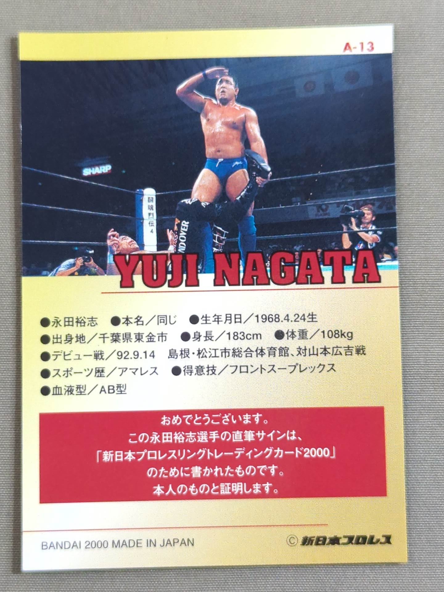 永田裕志 直筆サイン入りポスター 永田裕志 直筆サイン入りポスター