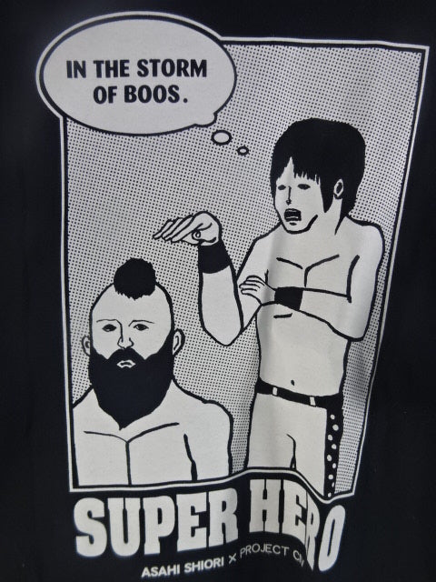 【直筆サイン入り】旭志織 SUPER HERO Tシャツ①(ブラック)