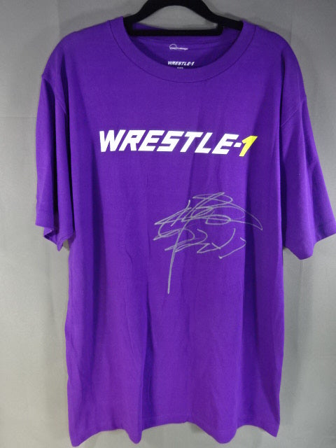 【武藤敬司 直筆サイン入り】WRESTLE-1 Tシャツ①(パープル)