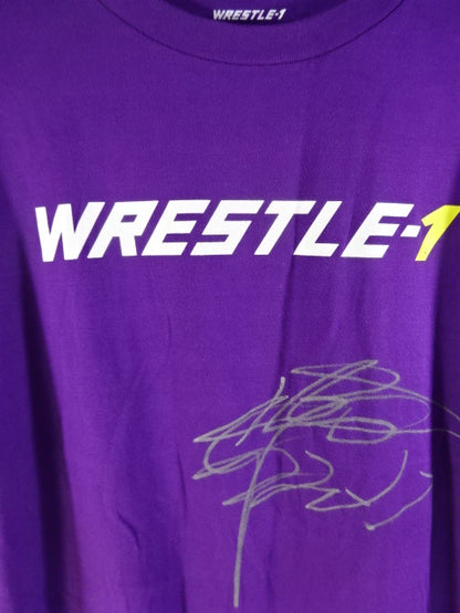 【武藤敬司 直筆サイン入り】WRESTLE-1 Tシャツ①(パープル)