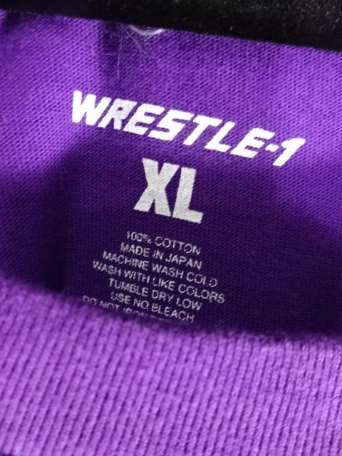 【武藤敬司 直筆サイン入り】WRESTLE-1 Tシャツ①(パープル)