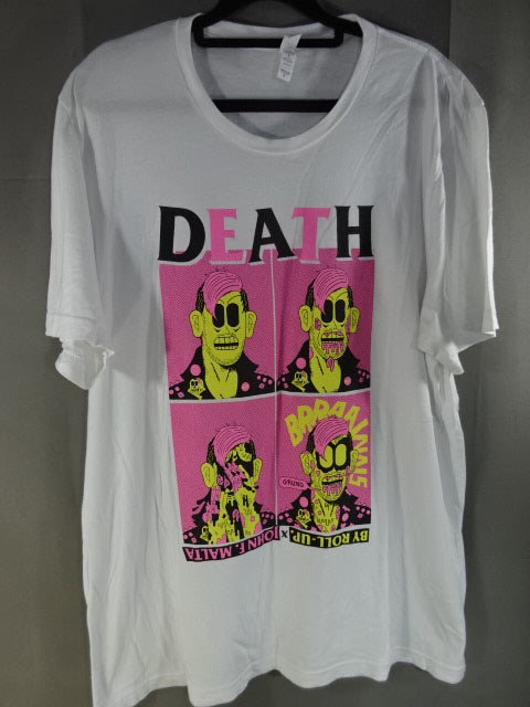 Chris Brookes  DEATH BY ROLL-UP JOHN F. MALTA T-SHIRT (1) (WHITE)