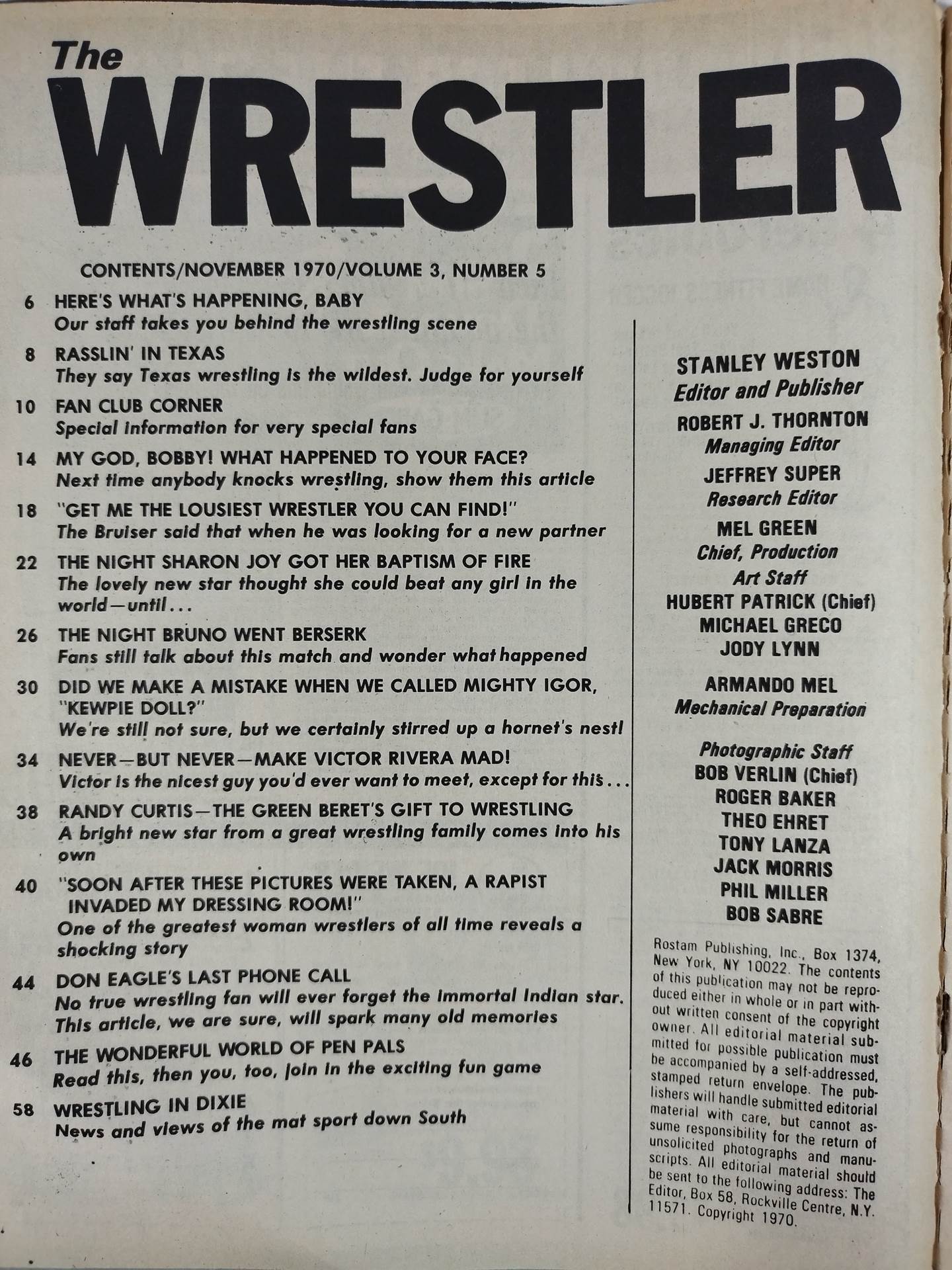 THE Wrestler 1970年11月号