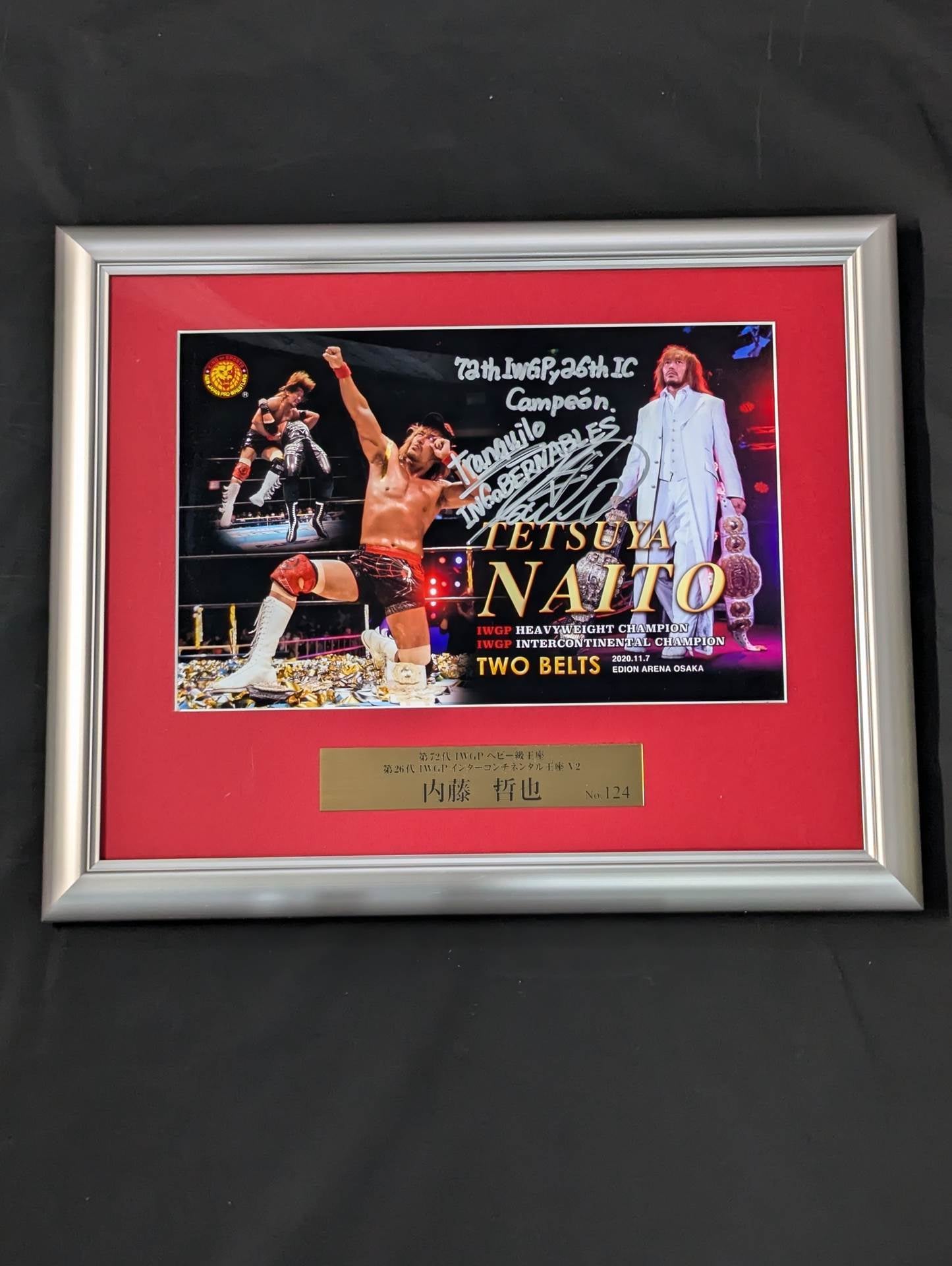 ★ Double Champion ★ Tetsuya Naito IWGP & Intercontinental Title hand signed autograph photo frame