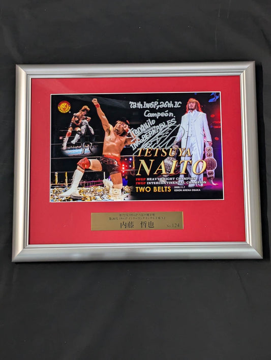 ★ Double Champion ★ Tetsuya Naito IWGP & Intercontinental Title hand signed autograph photo frame