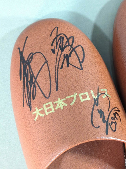 【3選手直筆サイン入り】大日本プロレス スリッパ