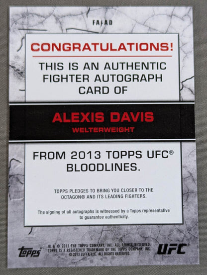 2013 UFC topps アレクシス・デイビス 公式レリックカード