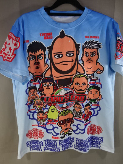 LAND’S END PROWRESTLING イラスト ドライTシャツ①(ライトブルー)