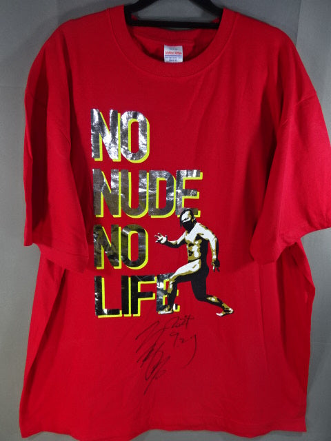 【直筆サイン入り】佐藤光留 NO NUDE NO LIFE Tシャツ①(レッド)