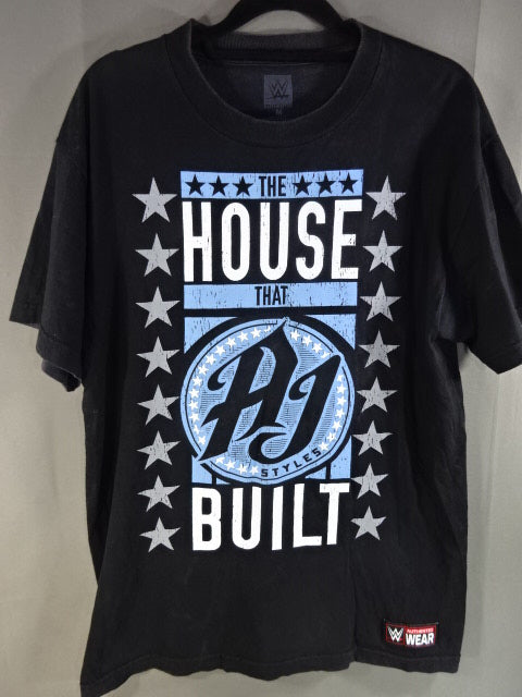 AJスタイルズ THE HOUSE THAT AJ BUILT Tシャツ①(ブラック)