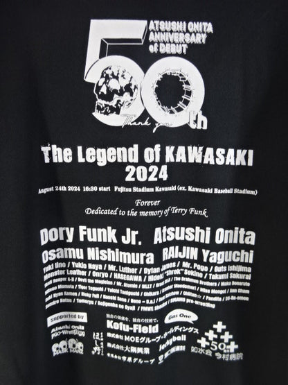 【大仁田厚 直筆サイン入り】FMWE 川崎伝説 2024 ドライTシャツ(ブラック)