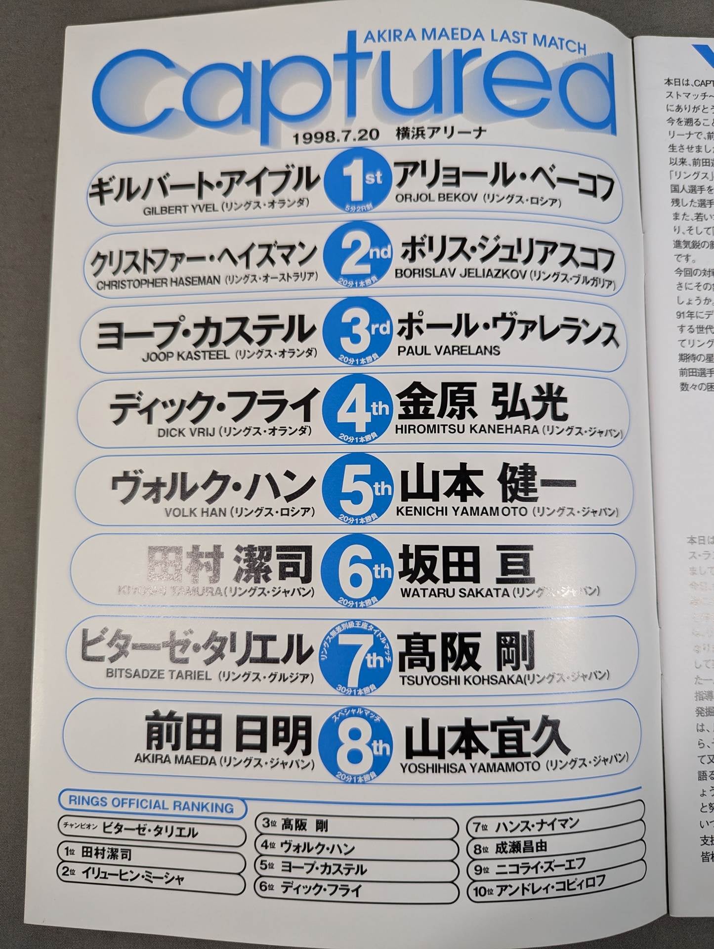 ★2冊セット★ Captured 前田日明 リングスラストマッチ