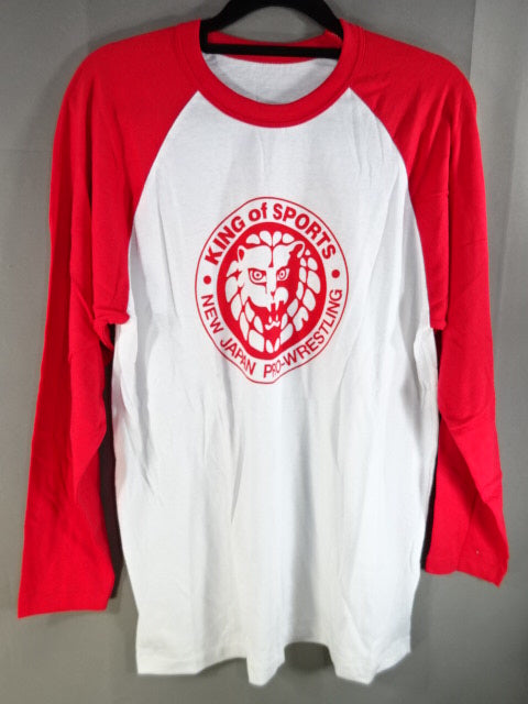 ライオンマーク ラグラン  七分袖Tシャツ②(ホワイト×レッド)