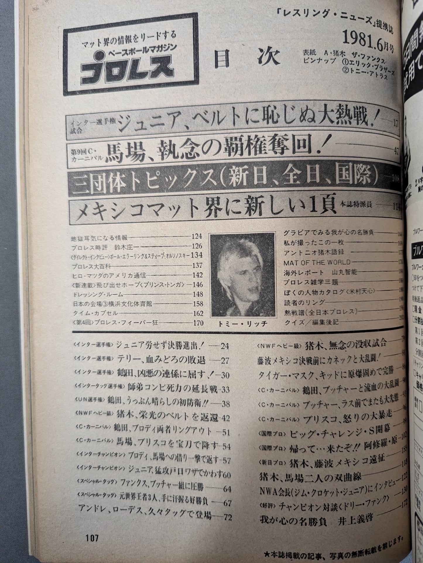 Monthly Pro Wrestling June 1981 issue