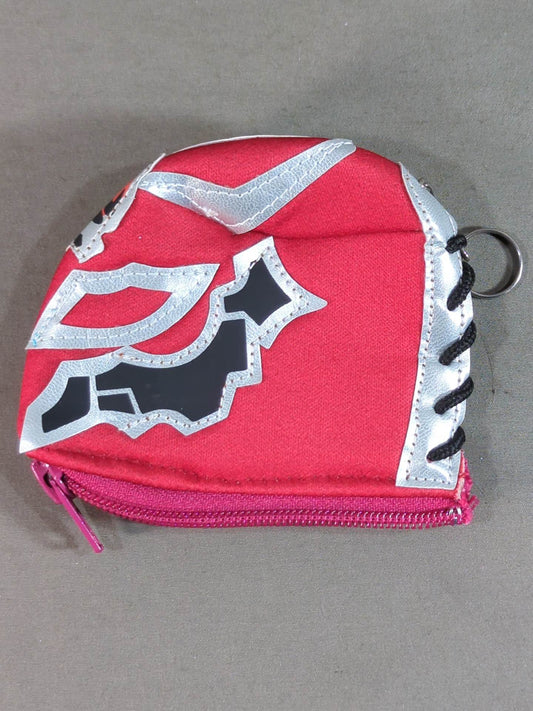 BUSHI  Mask coin purse and key chain (red×silver)