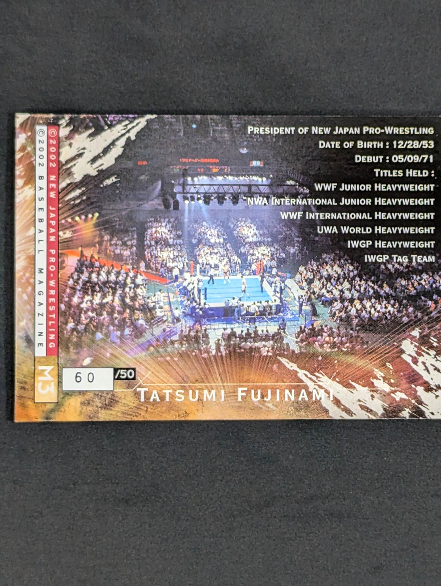 2002 BBM Tatsumi Fujinami  Ring Canvas Enclosed Card