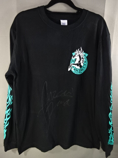 【hand signed autograph】 Yuma Anzai  Long Sleeve T-Shirts(1) (Black× Green)