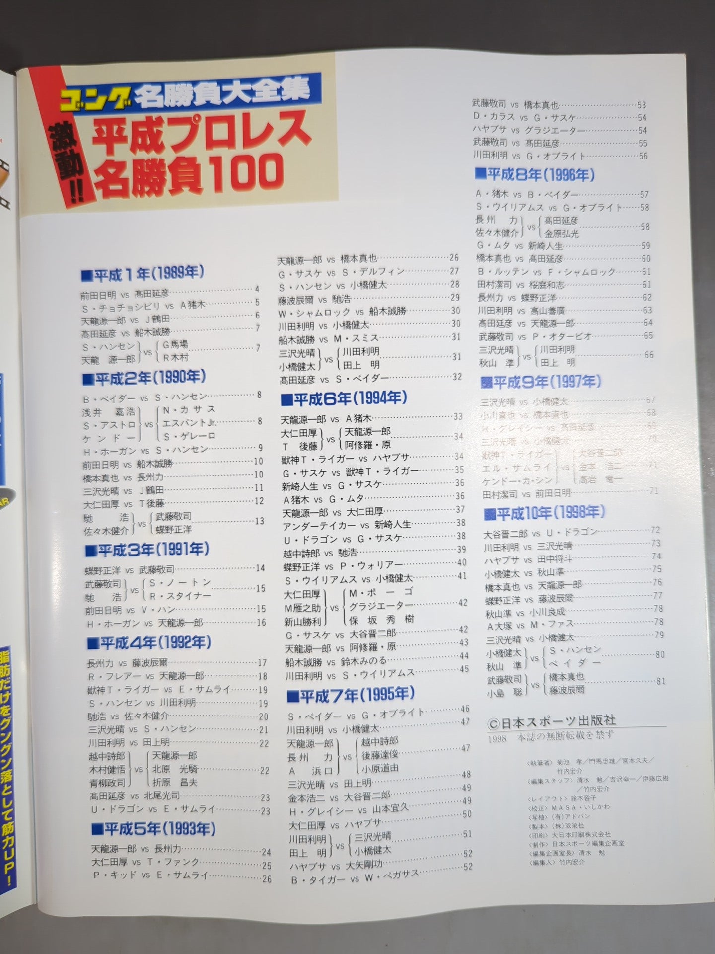 Gong Special Issue Turbulent!! Heisei Pro Wrestling  100 ~Gong Famous Game Daizenshu~