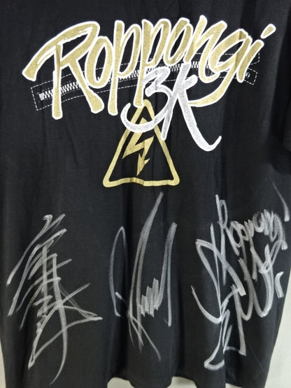[3 fighters hand signed autograph ROPPONGI 3K T-Shirt (Black)