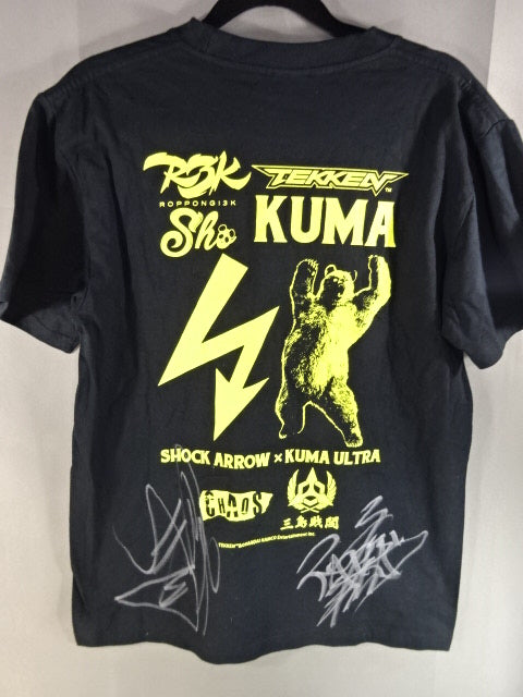 [SHO&YOH 2 hand signed autographs ] SHO×TEKKEN KUMA T-shirt (1) (black× yellow)