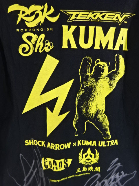 [SHO&YOH 2 hand signed autographs ] SHO×TEKKEN KUMA T-shirt (1) (black× yellow)