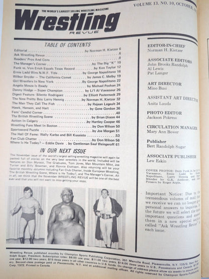 Wrestling REVUE October 1972 issue