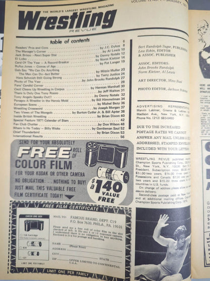 ★日本語解説付★Wrestling REVUE 1971年1月号
