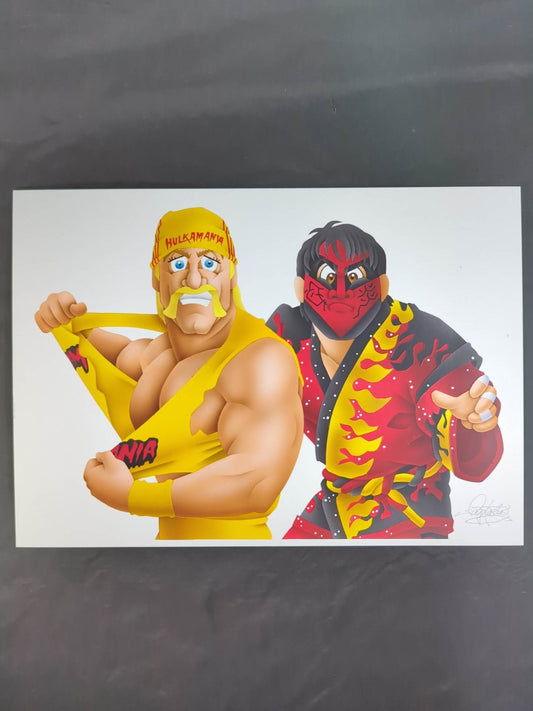 ★ Nagatoshi Sakai 's original painting "★ Dream Match" Hulk Hogan  & Great Muta