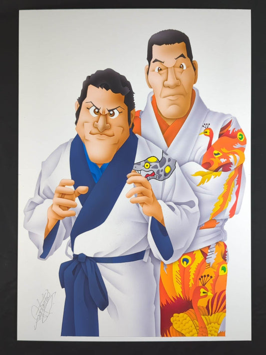 ★ Nagatoshi Sakai original art work ★ "Dream All-Star Game" Antonio Inoki & Giant Baba